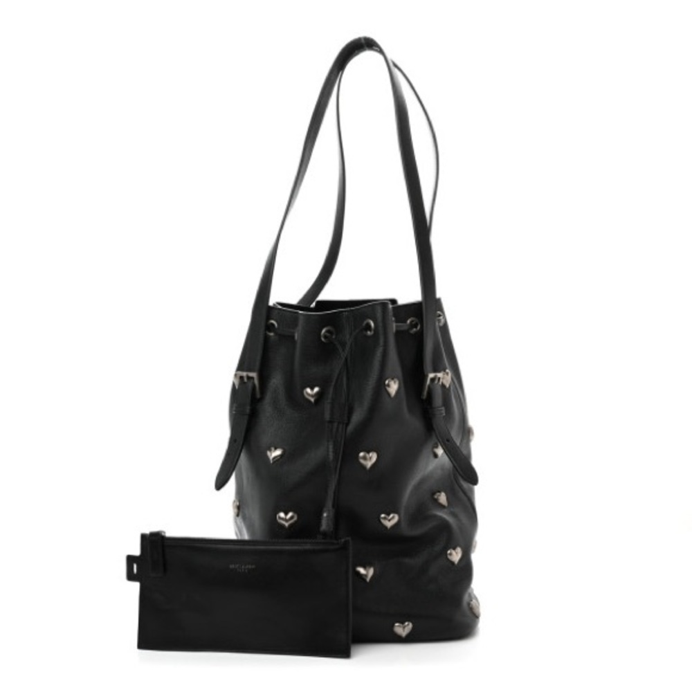 Yves Saint Laurent Riva medium size black with Silver hearts Crossbody Bag.